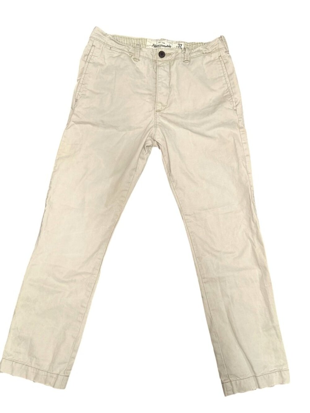 Abercrombie Fitch Mens 32X32 Beige Chino Pants Straight Leg Casual Classic Khaki - Picture 2 of 14